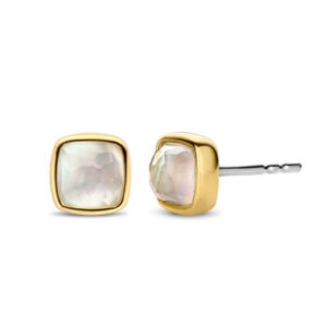 gold-plated silver earrings 7885MW feature two mother of pearl doublets handset in gold-plated settings