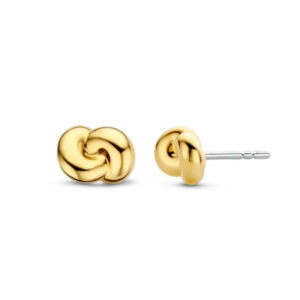 Silver gold plated twisted ring earrings.