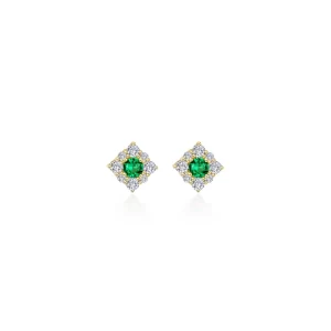 Gold Plated Lab Grown Emerald and simulated diamond earrings