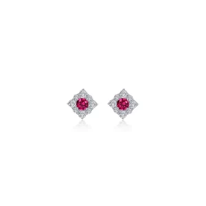 Lab Grown Ruby and simulated diamond earrings