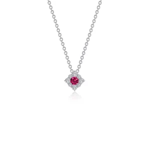 Lab grown Ruby and simulated diamond necklace