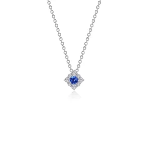 Lab Grown Sapphire and simulated diamond necklace