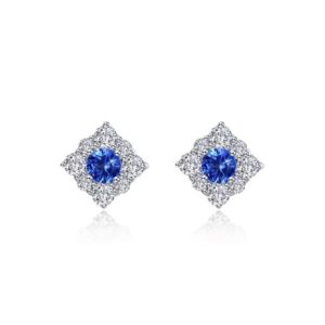 Lab Grown Sapphire and simulated diamond earrings