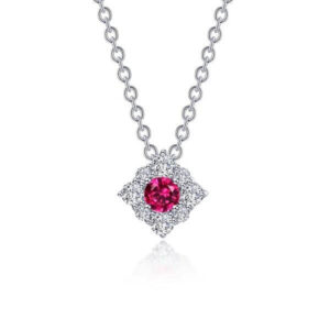 Lab grown Ruby and simulated diamond necklace