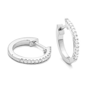 Hoop earrings with locking mechanisms set with .20ct tw of natural brilliant cut diamond melee 