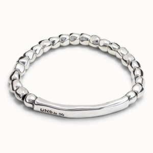 Sterling silver-plated elastic beads bracelet