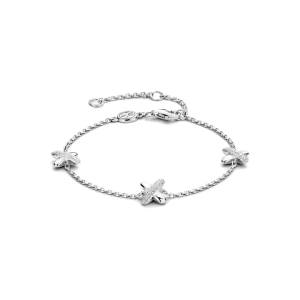 Sterling silver and cubic zirconia cross charm bracelet