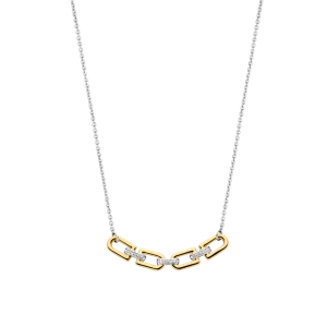 Two-tone link and CZ necklace