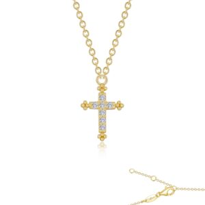 Gold Plated Simulated Diamond Cross Pendant