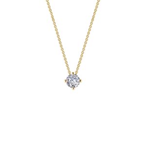 Gold Plated Solitaire Simulated Diamond Pendant