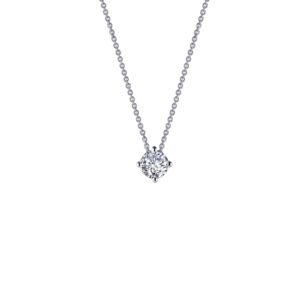 Silver Solitaire Simulated Diamond Pendant